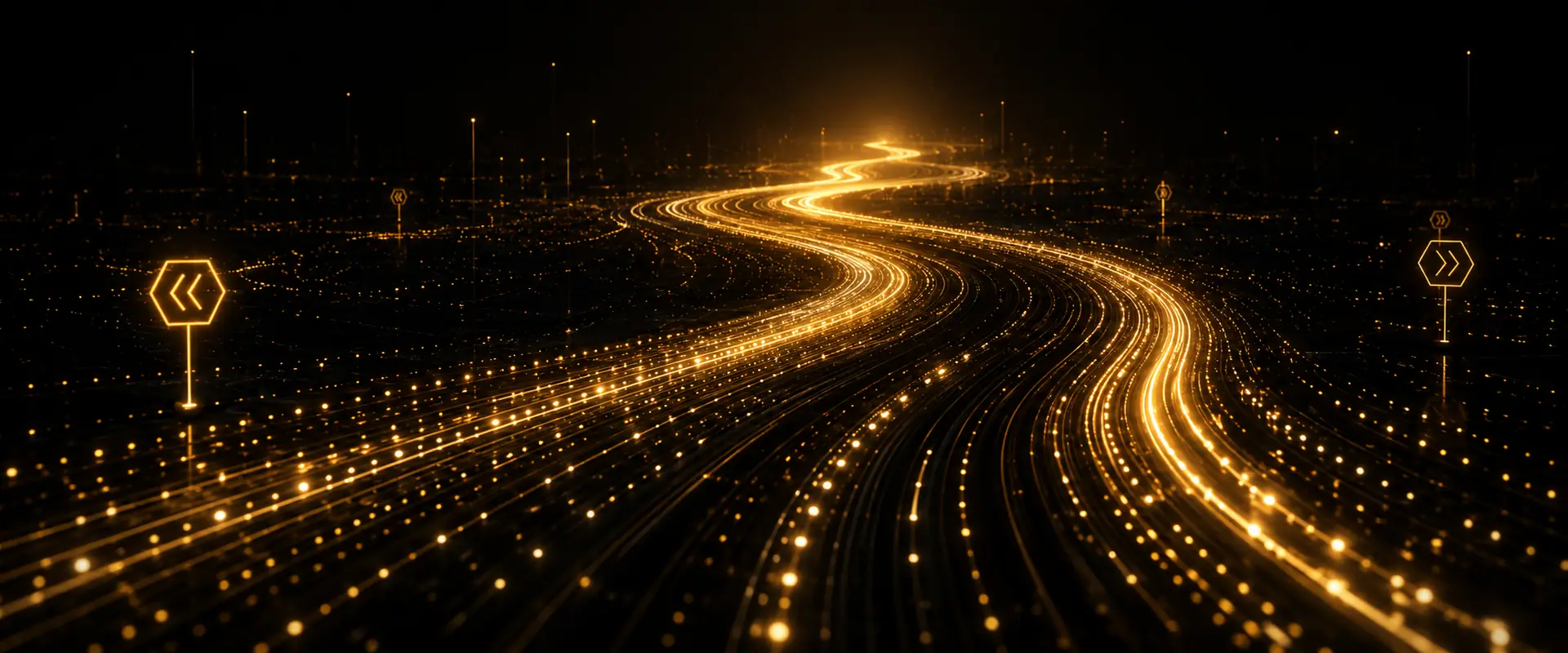Trajectoire lumineuse illustrant la transformation des processus